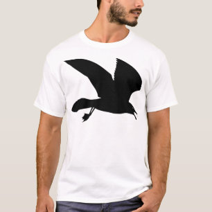 空気を通って上昇している黒いカモメ Tシャツ