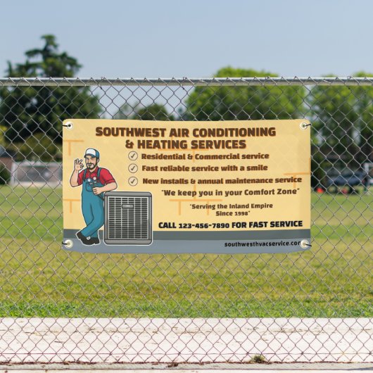 空気カスタマイズ調整暖房HVACショップ 横断幕 (インサイチュ)