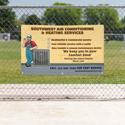 空気カスタマイズ調整暖房HVACショップ 横断幕 (インサイチュ)