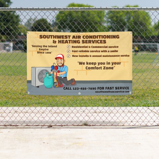 空気カスタマイズ調整暖房HVACショップ 横断幕 (インサイチュ)