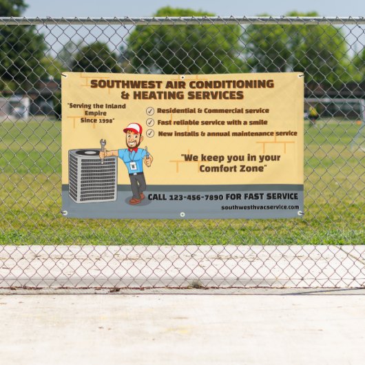 空気カスタマイズ調整暖房HVACショップ 横断幕 (インサイチュ)