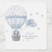 空気ホットバルーン付き赤ちゃんシャワーゾウ ワインラベル (シングルラベル)