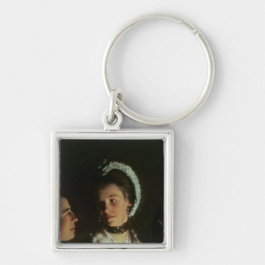 空気ポンプ1768年の鳥の実験 キーホルダー (正面)