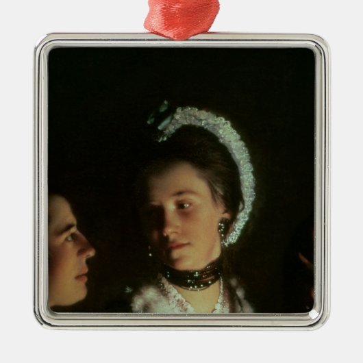 空気ポンプ1768年の鳥の実験 メタルオーナメント (正面)