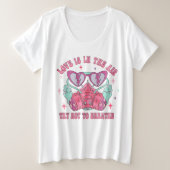 空気中の愛、息をしないように試みるアンチ愛 プラスサイズTシャツ (デザイン正面)