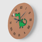 空気吸い込み緑のドラゴン ラージ壁時計 (傾斜)