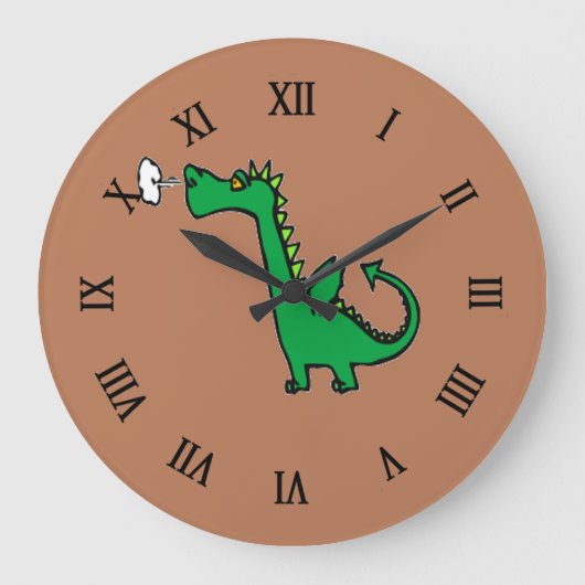 空気吸い込み緑のドラゴン ラージ壁時計 (正面)