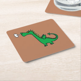 空気呼吸緑の竜 スクエアペーパーコースター