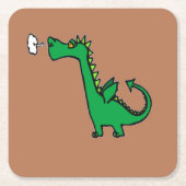 空気呼吸緑の竜 スクエアペーパーコースター (正面)