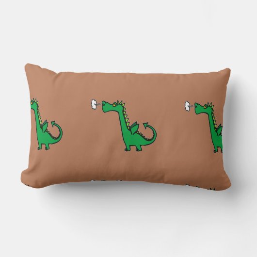空気呼吸緑の竜 ランバークッション (正面)