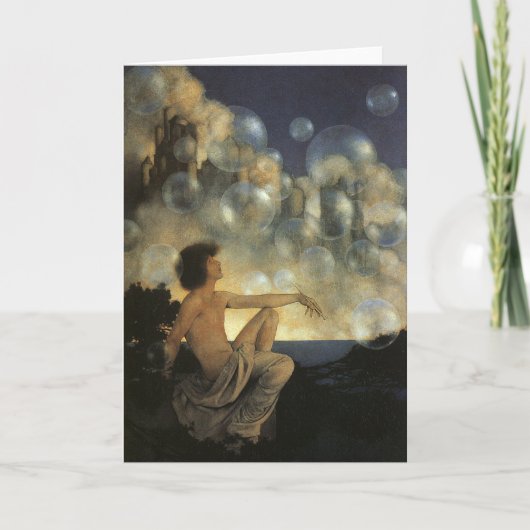 空気城、Maxfield Parrishの素晴らしいヴィンテージ カード (正面)