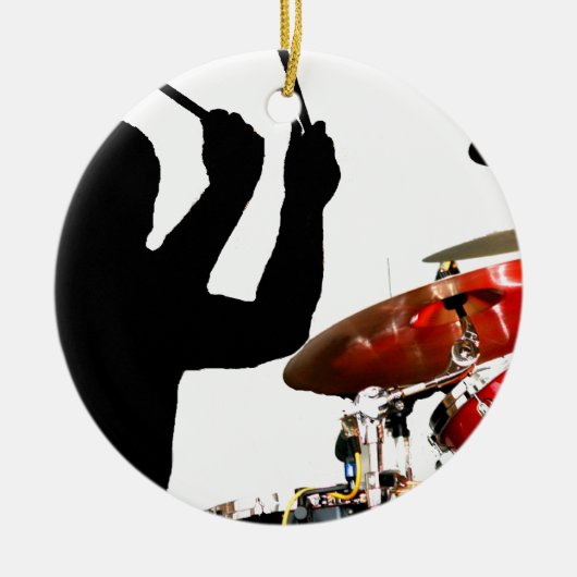 空気影のドラマーの棒はドラムを実在します セラミックオーナメント (正面)