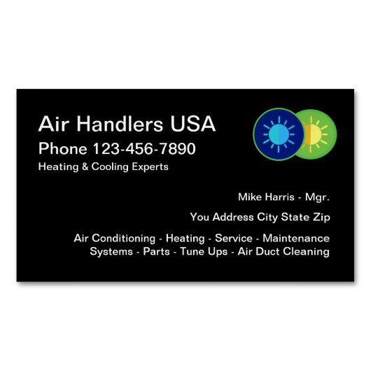 空気暖房の冷却サービス マグネット名刺 (正面)