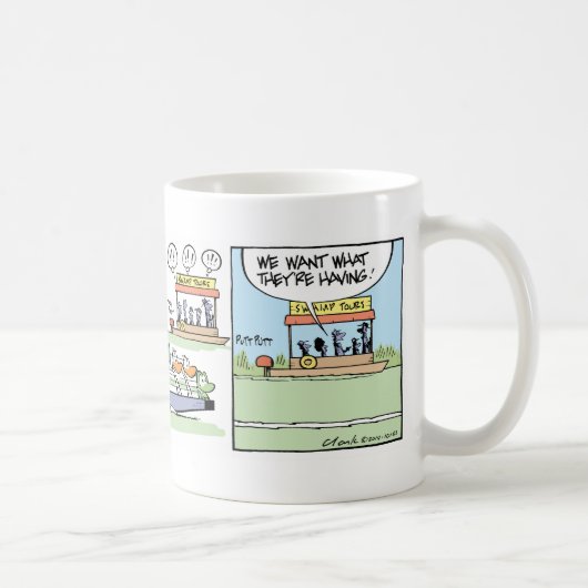 空気船遊びのCrocのおもしろいな漫画 マグカップ (右)