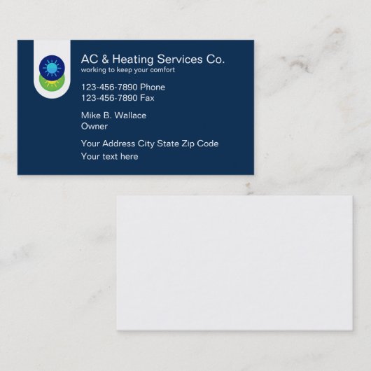 空気調節および暖房 名刺 (正面/裏面)