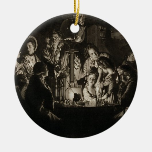 空気Pumの実験を示している哲学者 セラミックオーナメント (正面)