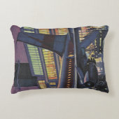 空港で飛行機に乗るビジネスマンたち（レトロスタイル） アクセントクッション (正面)