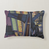 空港で飛行機に乗るビジネスマンたち（レトロスタイル） アクセントクッション (裏面)