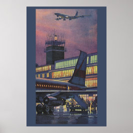 空港で飛行機に乗る往年のビジネスマンと乗客 ポスター