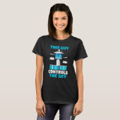 空港の航空士 航空管制官 空の支配者 Tシャツ (正面フル)