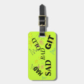 空港コおもしろいード：不機嫌悲しい悪い古いGIT ラゲッジタグ (正面縦)