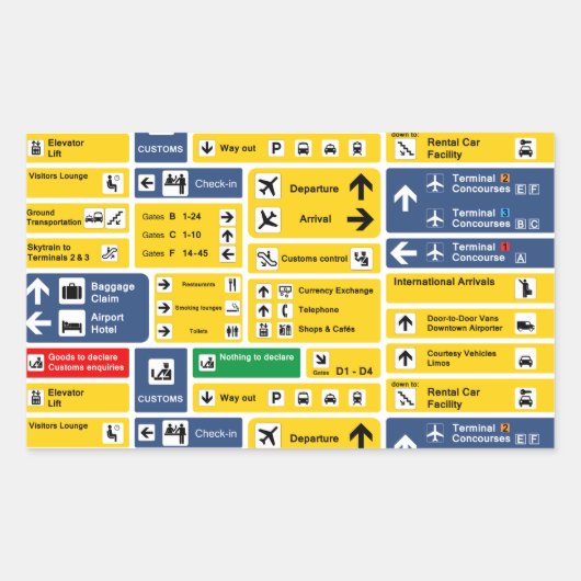 空港シンボルや象徴 長方形シール (正面)