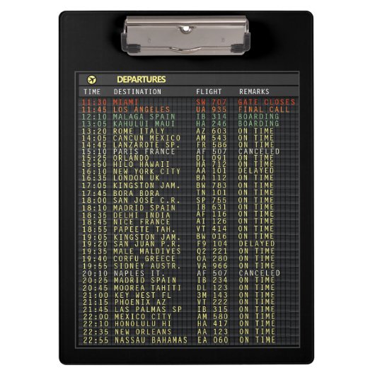 空港ボードフライト(カスタマイズ可能) クリップボード (正面)