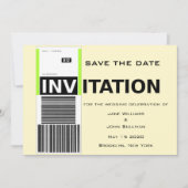 空港手荷物要求のテーマの結婚式の保存日付 セーブザデート (正面)