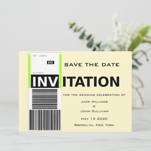 空港手荷物要求のテーマの結婚式の保存日付 セーブザデート (スタンド正面)