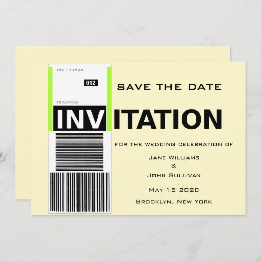 空港手荷物要求のテーマの結婚式の保存日付 セーブザデート (正面/裏面)