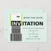 空港手荷物要求テーマウェディング日付を保存 案内ポストカード (正面/裏面)