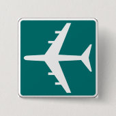 空港記号サイン飛行機旅行アイコン 缶バッジ (正面)