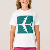 空港記号サイン飛行機旅行アイコン Tシャツ (正面)