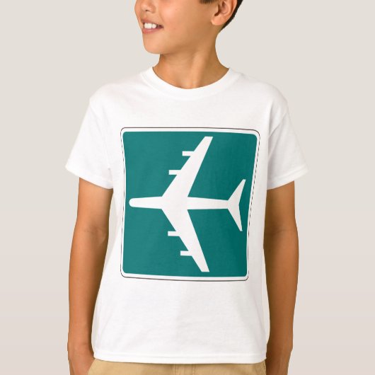 空港記号サイン飛行機旅行アイコン Tシャツ (正面)