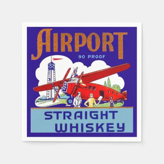 空港飛行機パイロットフライトリップヴィンテージウイスキー広告 スタンダードカクテルナプキン (正面)