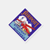 空港飛行機パイロットフライトリップヴィンテージウイスキー広告 スタンダードカクテルナプキン (角)