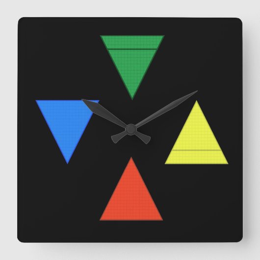 空火水地 スクエア壁時計 (正面)