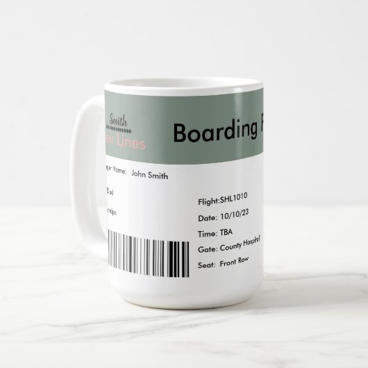 空男女兼用チケット妊娠の発表 コーヒーマグカップ (正面左)