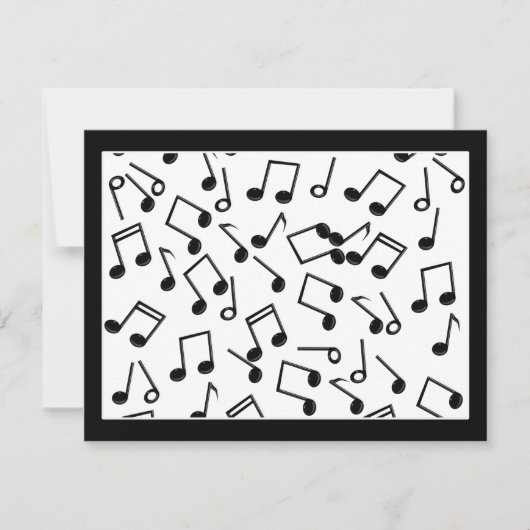 空白に音楽の音符（背景色を追加） 招待状 (正面)