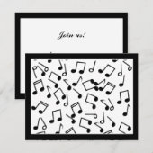 空白に音楽の音符（背景色を追加） 招待状 (正面/裏面)