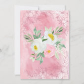 空白のかわいらしピンクと白の水色の花 案内状 (正面)