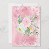 空白のかわいらしピンクと白の水色の花 案内状 (正面)
