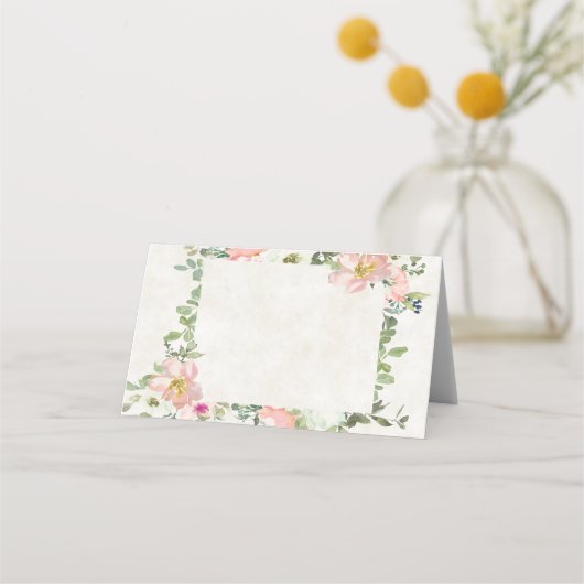 空白のかわいらしフローラ結婚枠 プレイスカード (正面)