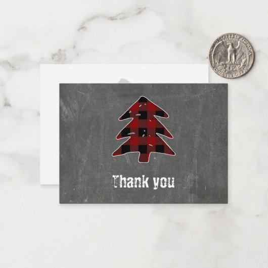 空白ので赤いバッファローの格子縞のメリークリスマスは感謝していしています ノートカード (正面/裏面インサイチュ)