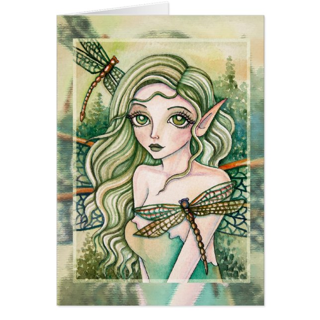 空白のなカード-緑のトンボ (正面)