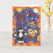 空白のなハロウィンのpaperdollカード カード (黄色い花)