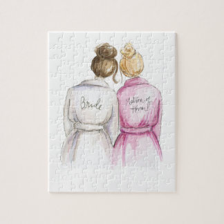 空白のなパズルのブルネットのパンの花嫁のブロンドのパンの婦人 ジグソーパズル