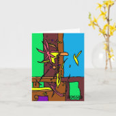 空白のなメッセージカードの明るく多彩なグラフィックアート カード (黄色い花)