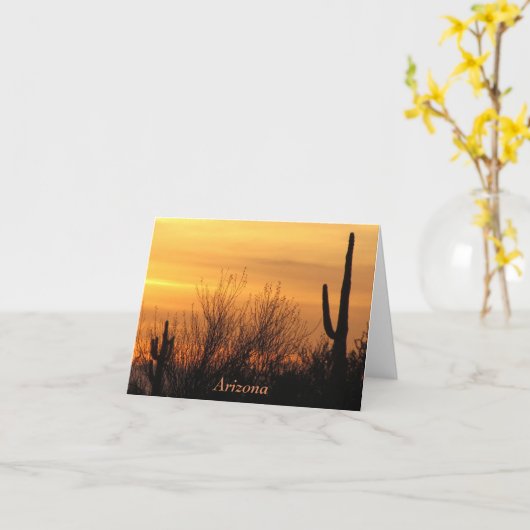 空白のなメッセージカード--アリゾナの日没3 カード (黄色い花)