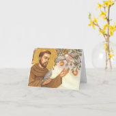 空白のなメッセージカードSt. Francis及び鳥 カード (黄色い花)